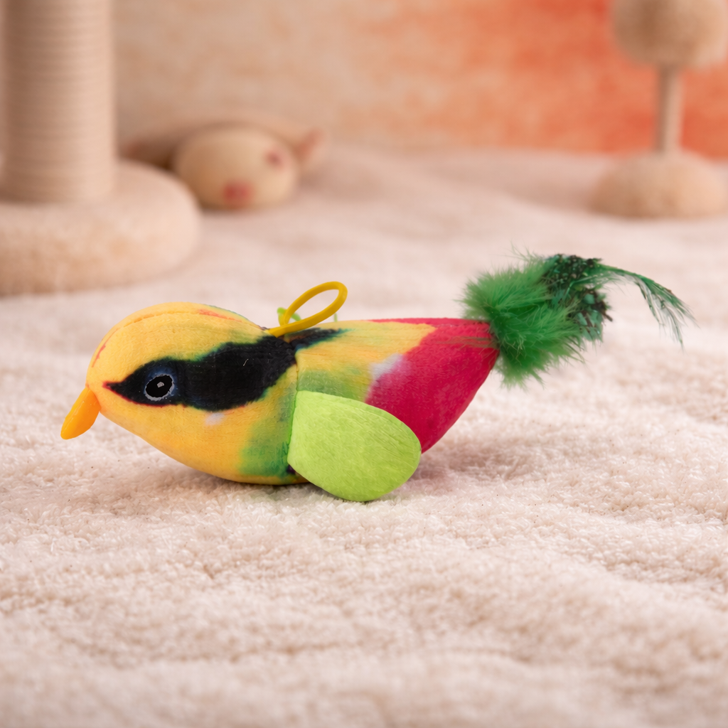 Chirping Bird Cat Toy – Interactive Plush Bird with Sound for Indoor Cats
