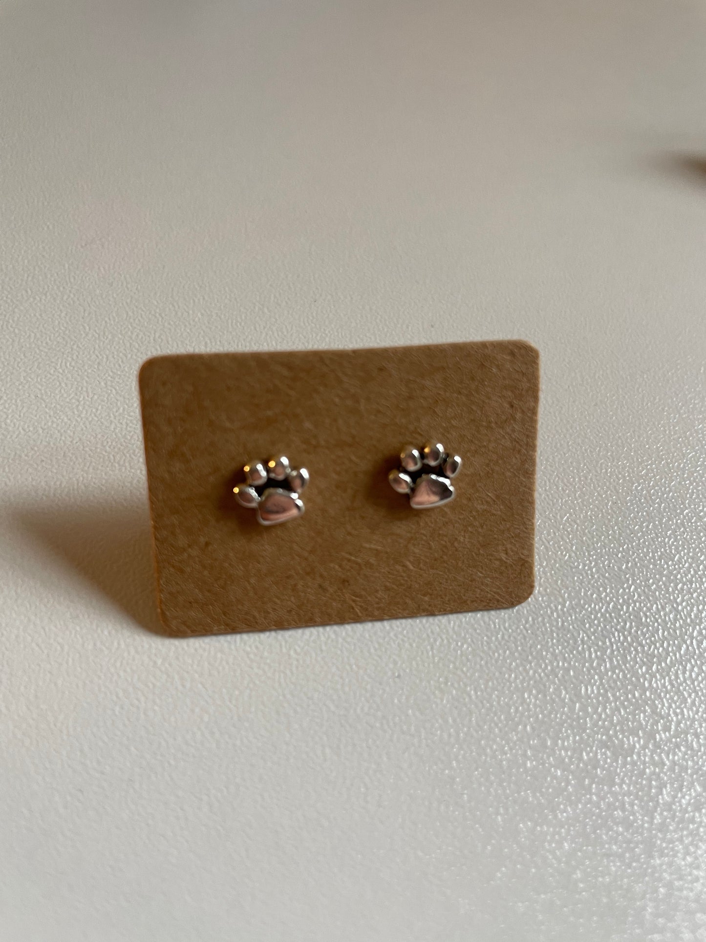 Sterling Silver Paw Print Earrings