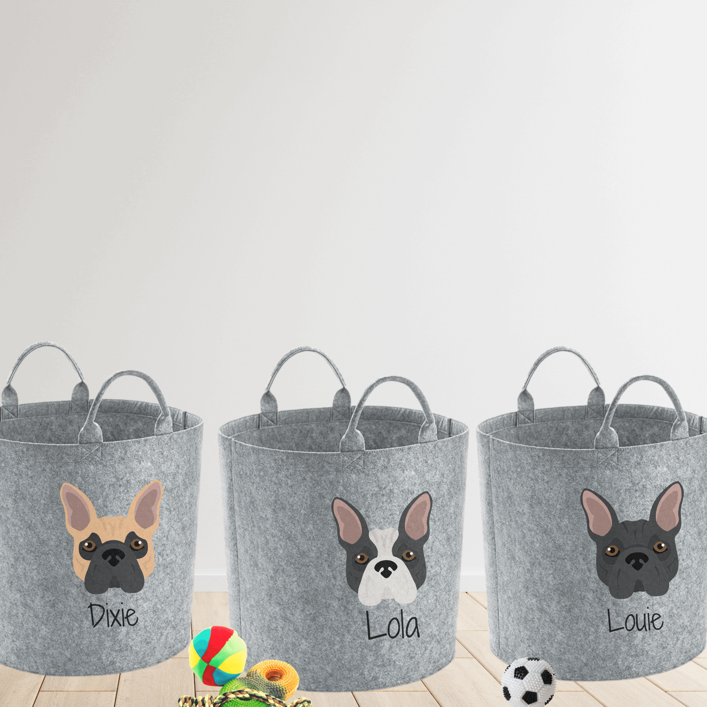 French Bulldog dog toy storage bag personalised