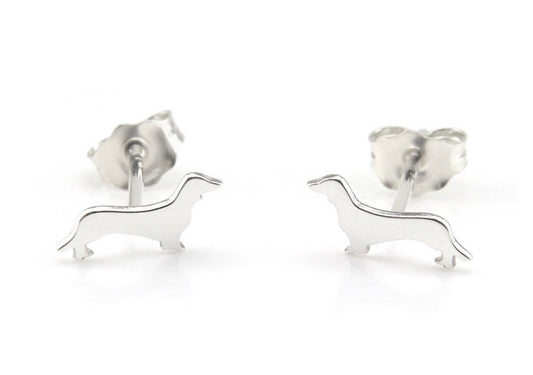 Sterling Silver Dachshund Earrings