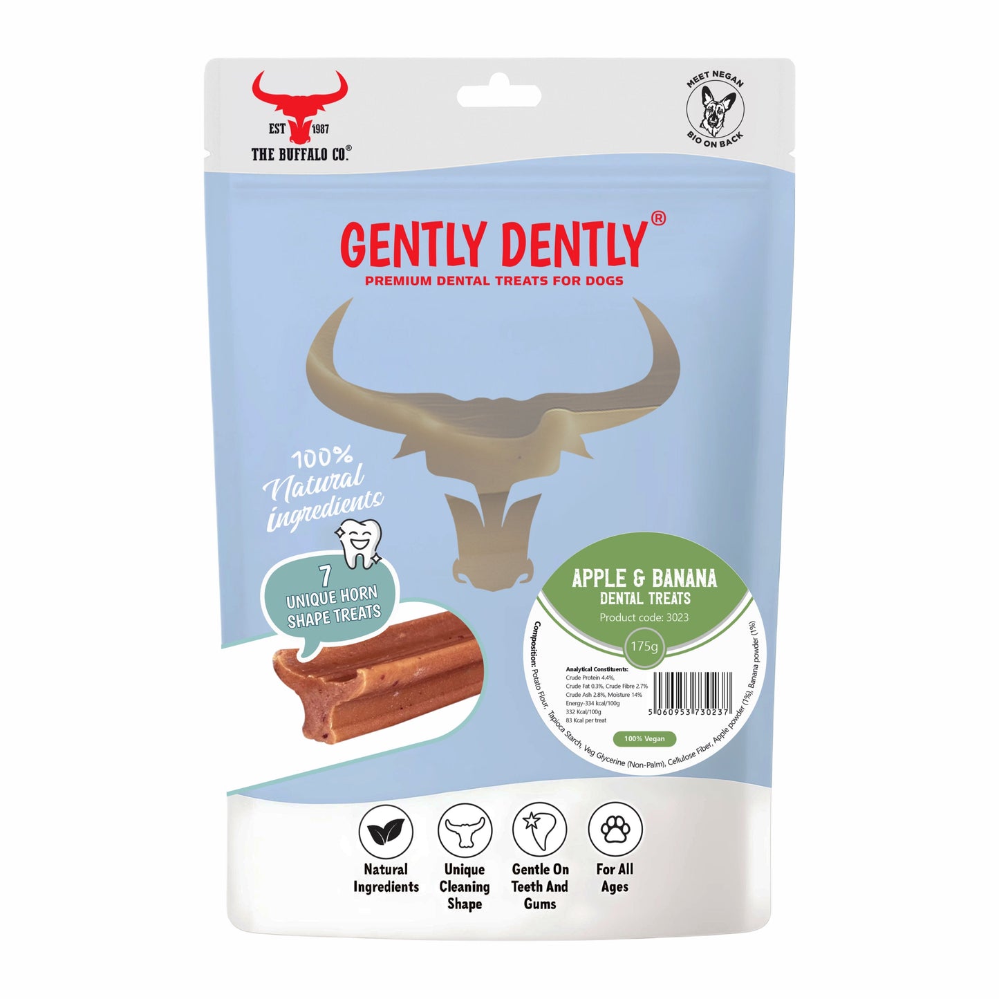 Gently Dently- Apple & Banana Dental Treats for Dogs 175g