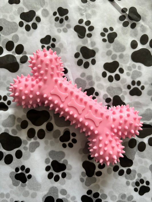 Pink Rubber Bone Toy