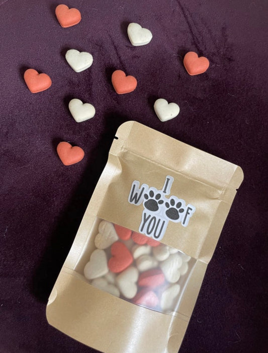Dog Pick N Mix Treat Pouch - Love Heart Biscuits - 250g