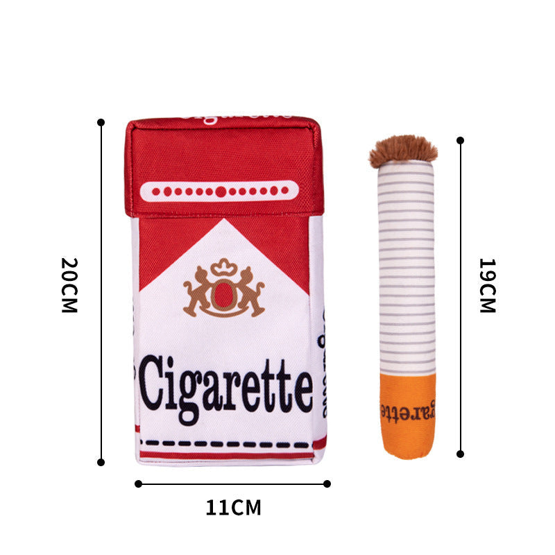 "Bad Habit" Squeaky Dog Toy – Cigarette Box Parody Plush with Chew Sticks