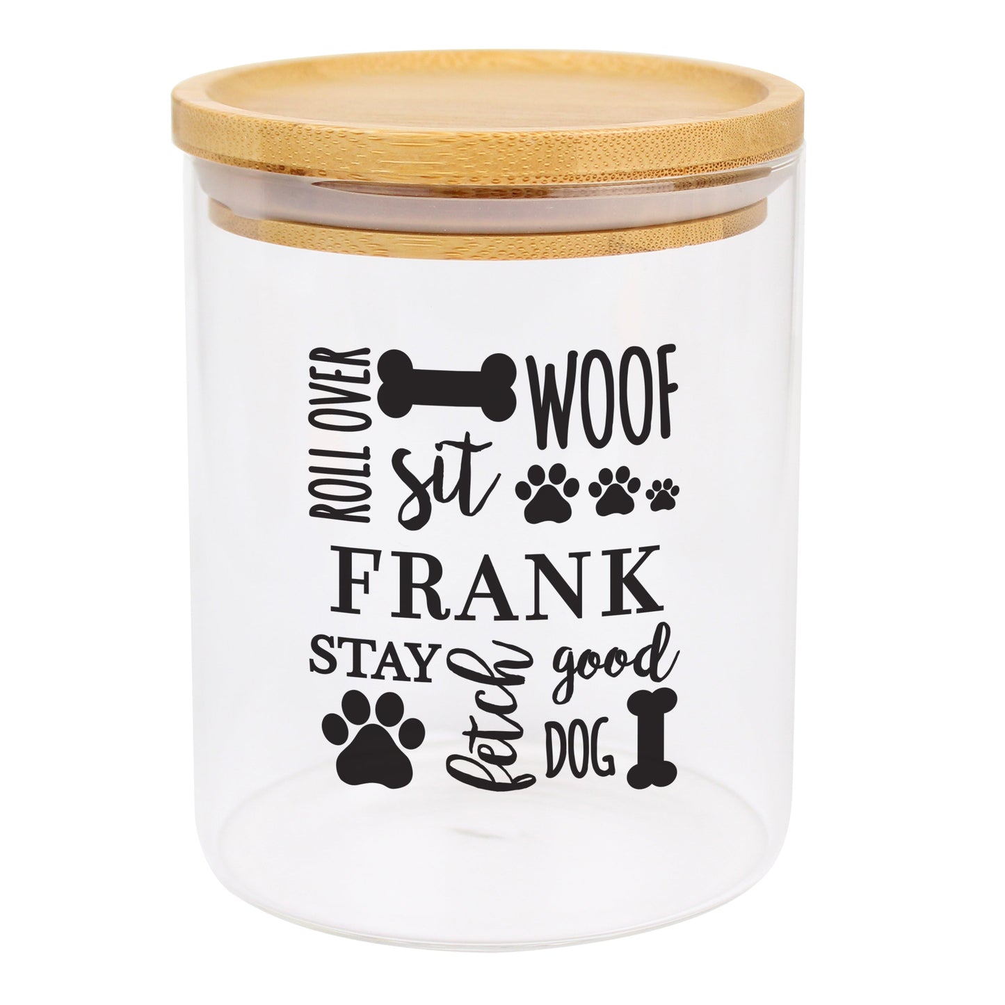 Personalised Glass Dog Treat Jar With Bamboo Lid