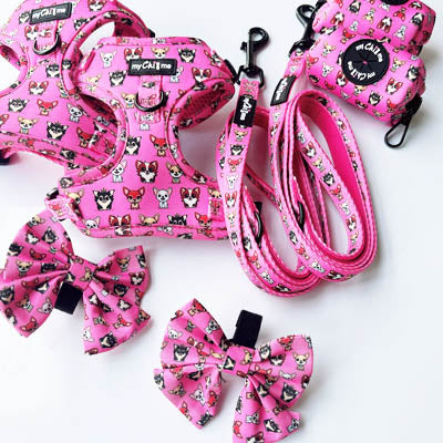 Signature Pink Chihuahua Print Exclusive Small Sailor Bow by My Chi and Me