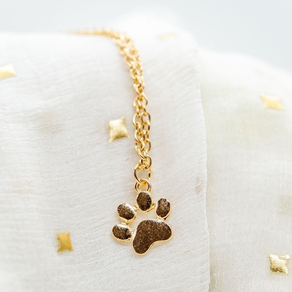 Silver or Gold Dog Paw Footprint Pendant Necklace