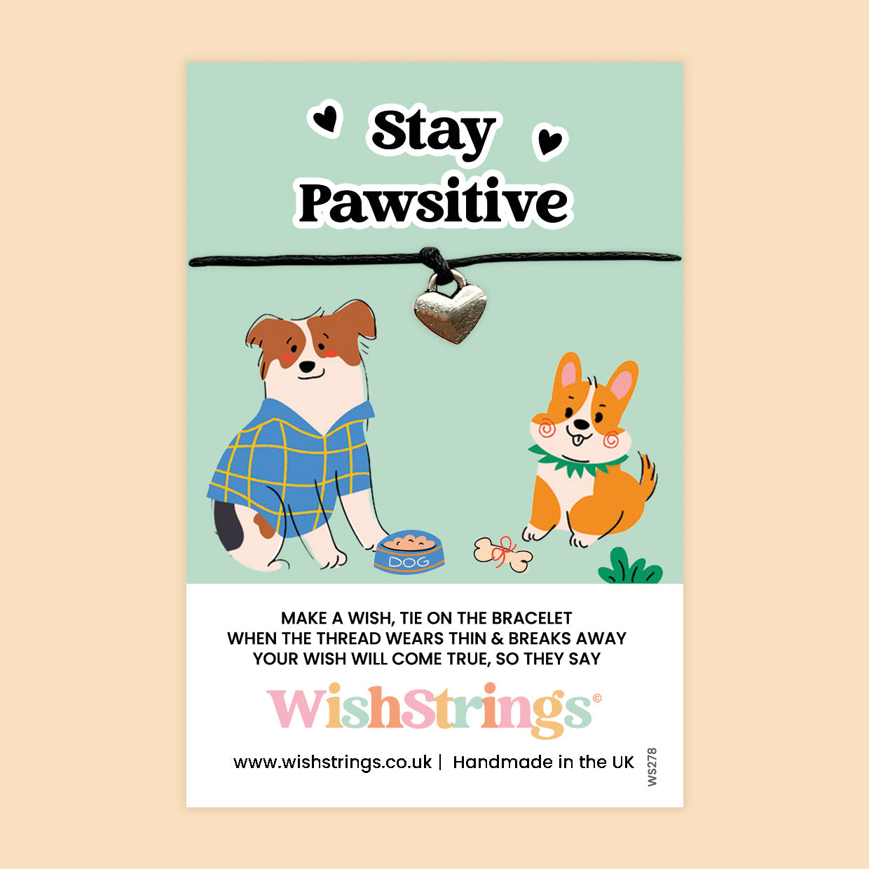 Stay Pawsitive Bracelet – Positivity Wristband with Dog Lover Gift on Pet-Themed Card