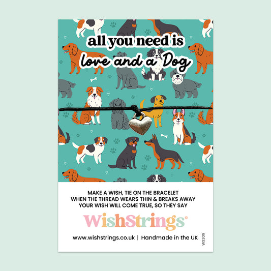 Wish Bracelet Dog | Handmade Waxed Cotton Cord Bracelet With Gift Card Design