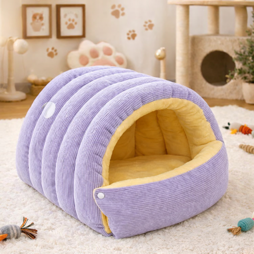 Warm Cat Cave Bed – Soft Plush Pet Sleeping House for Cats & Kittens
