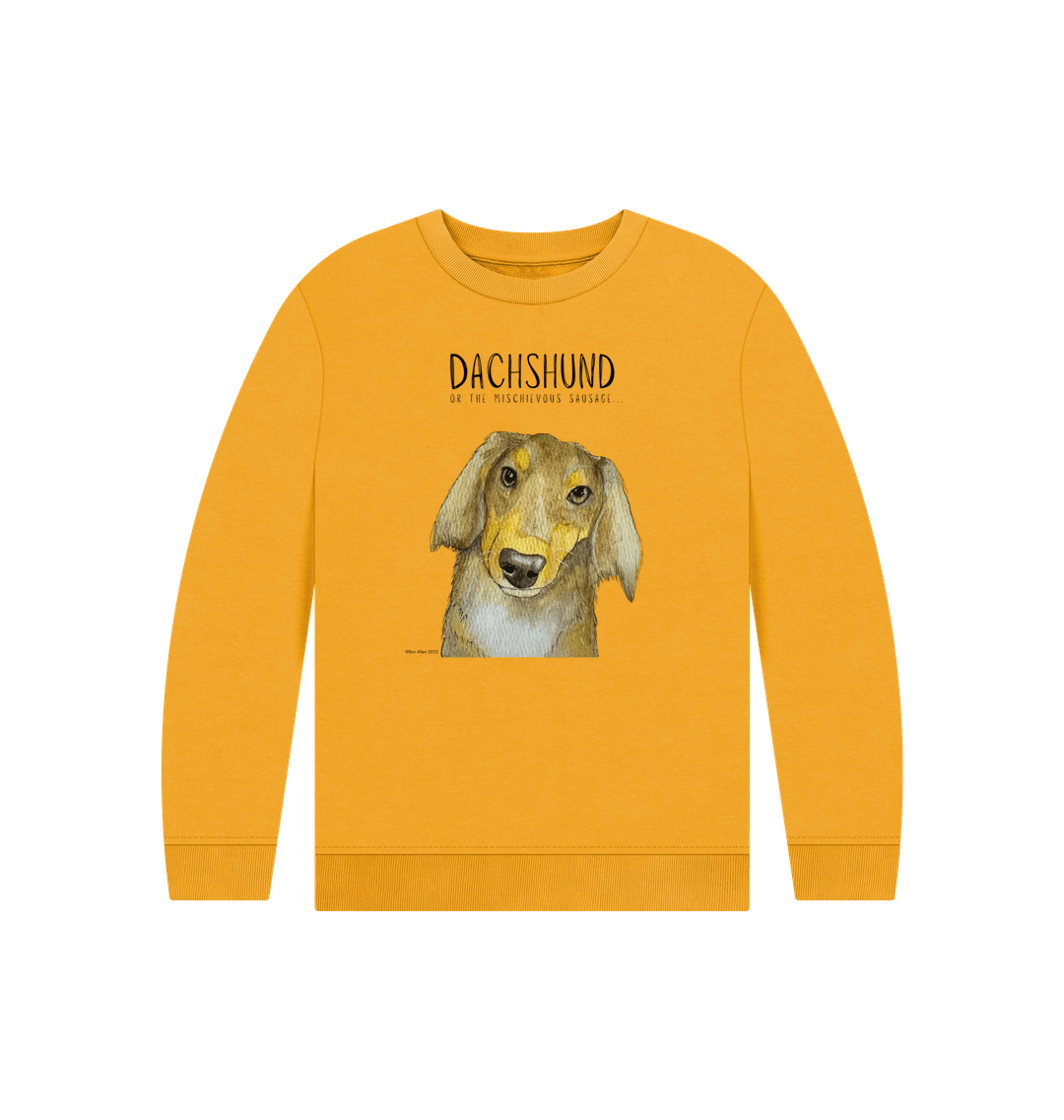 Snuggly Long Haired Sausage Dog Kids' Sweatshirt – Ethically Made Cuteness!