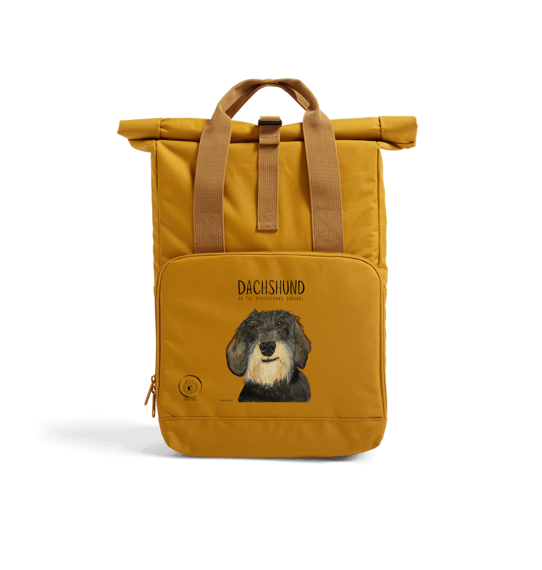 Wire Haired Dachshund Roll-Top Backpack – Small Dog, Big Adventure!