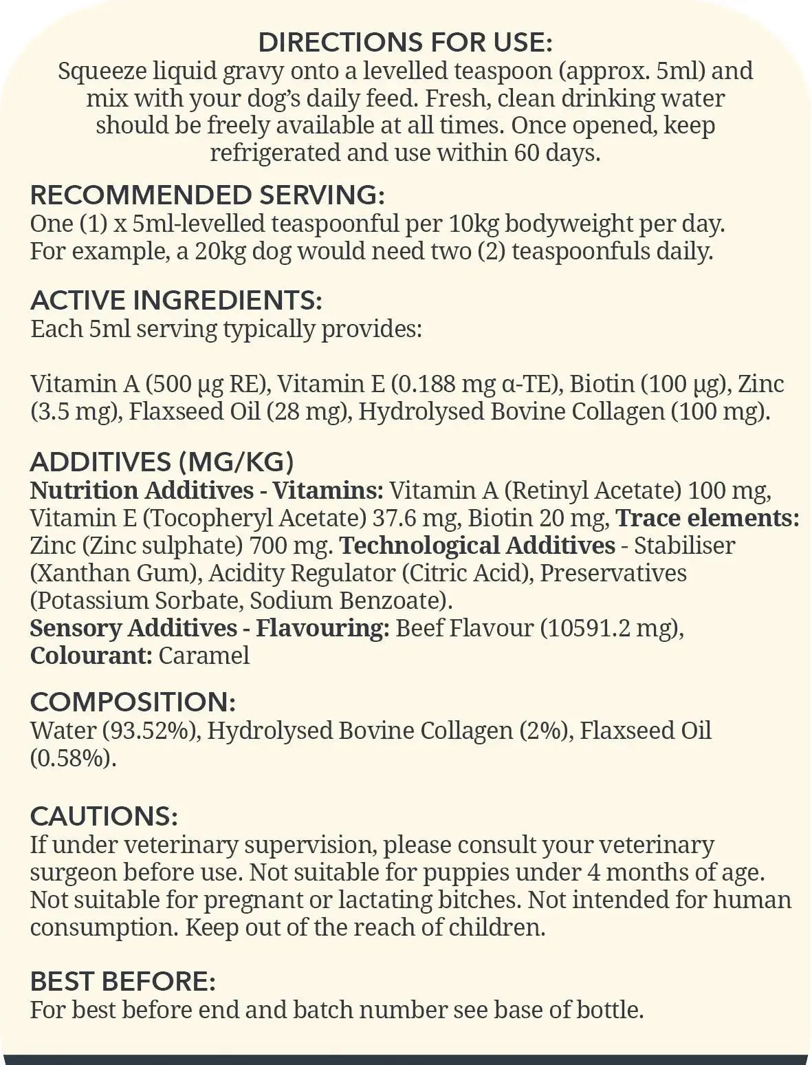 Itch Relief Gravy – 290ml
Soothes itchy skin, reduces dryness, promotes a shiny coat