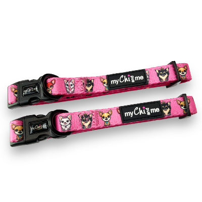 Signature Pink Chihuahua Print Exclusive Designer Collar by My Chi and Me