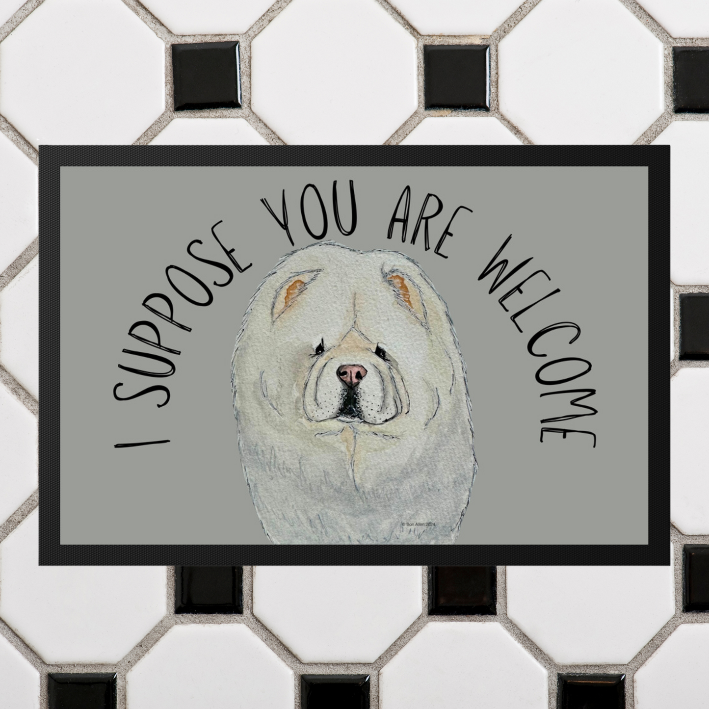 Cream Chow Chow Doormat – “I Suppose You Are Welcome”!