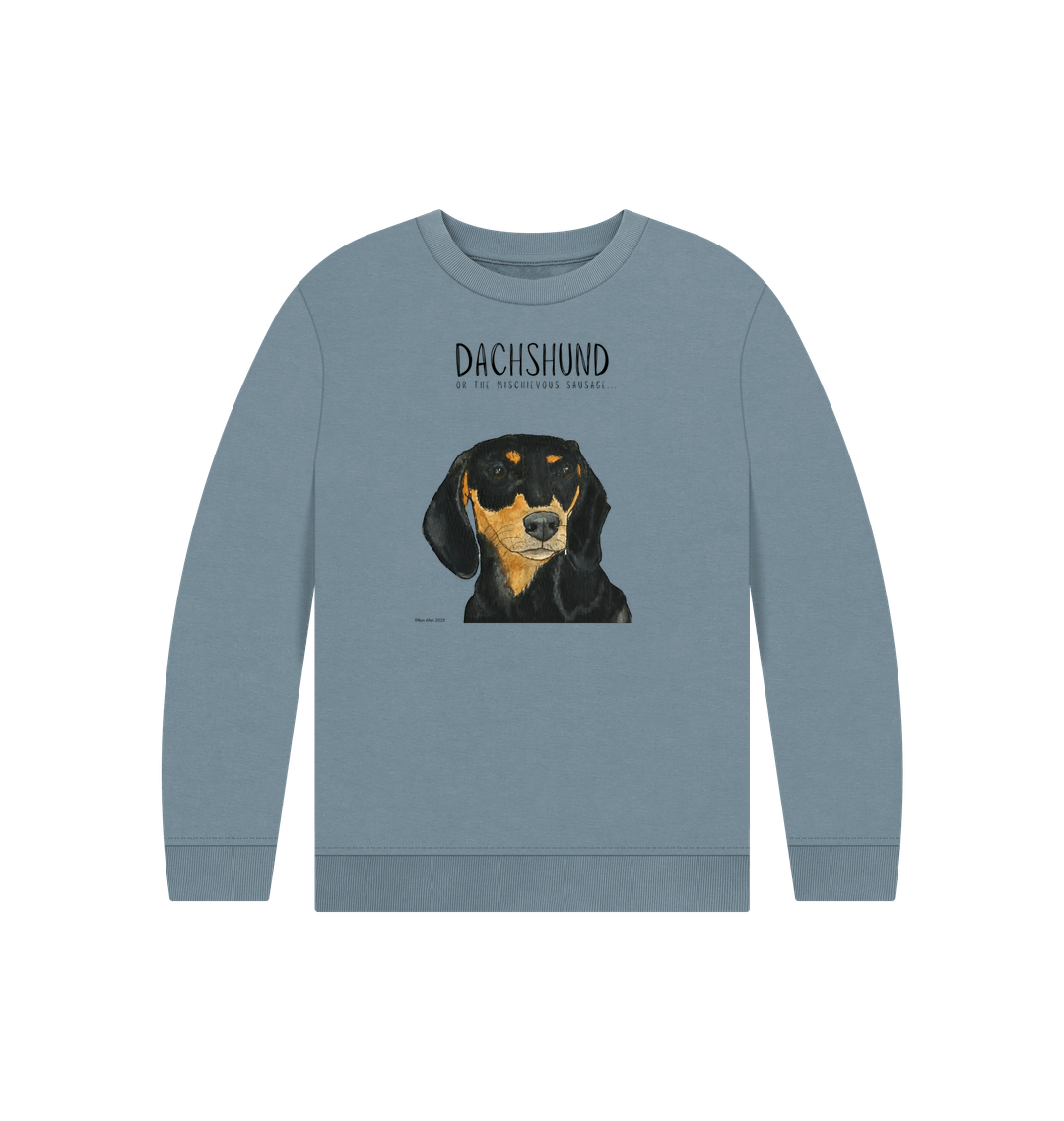 Snuggly Black & Tan Sausage Dog Kids' Sweatshirt – Ethically Made Cuteness!