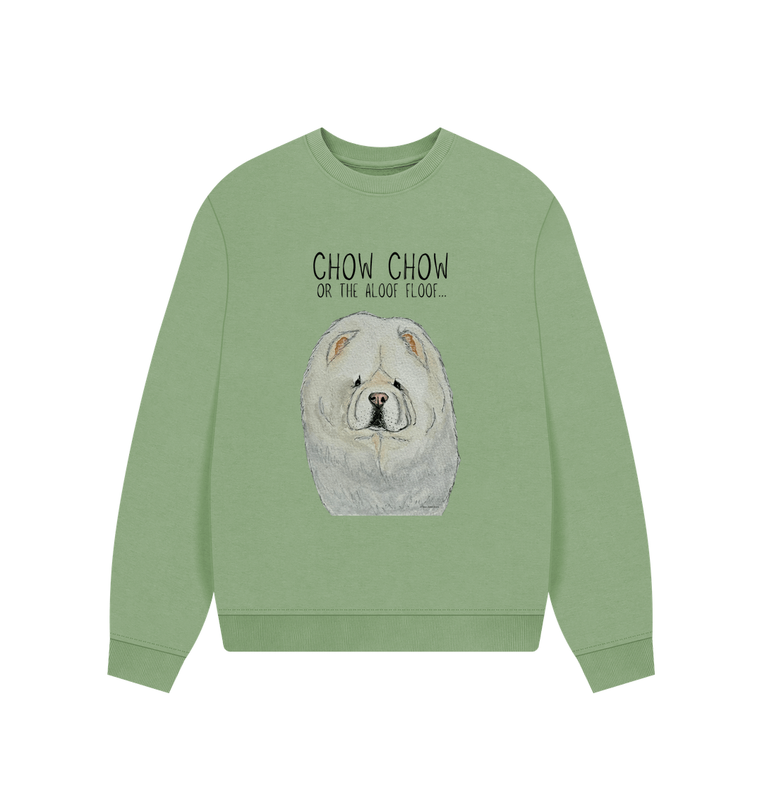Snuggle Up in Style with the Cream Chow Chow Women's Oversized Sweatshirt – Aloof Floof Approved!