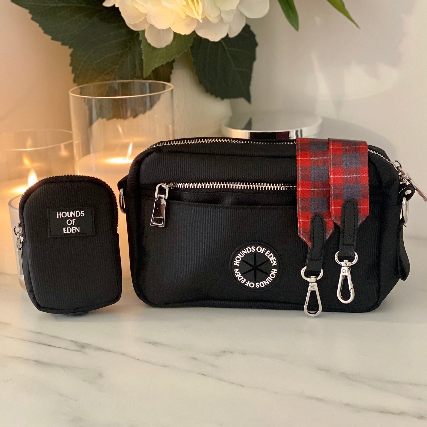 Dog Walking Bag - Black - Silver Hardware *BAG ONLY*