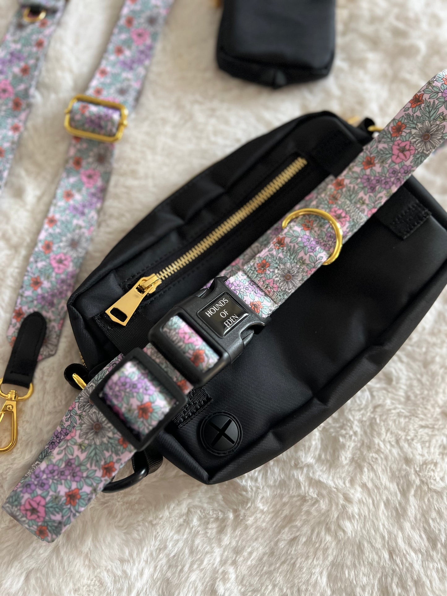 Dog Walking Bag - Black - Gold Hardware *BAG ONLY*