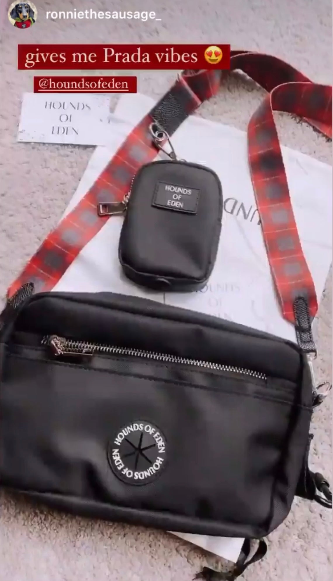 Dog Walking Bag - Black - Silver Hardware *BAG ONLY*