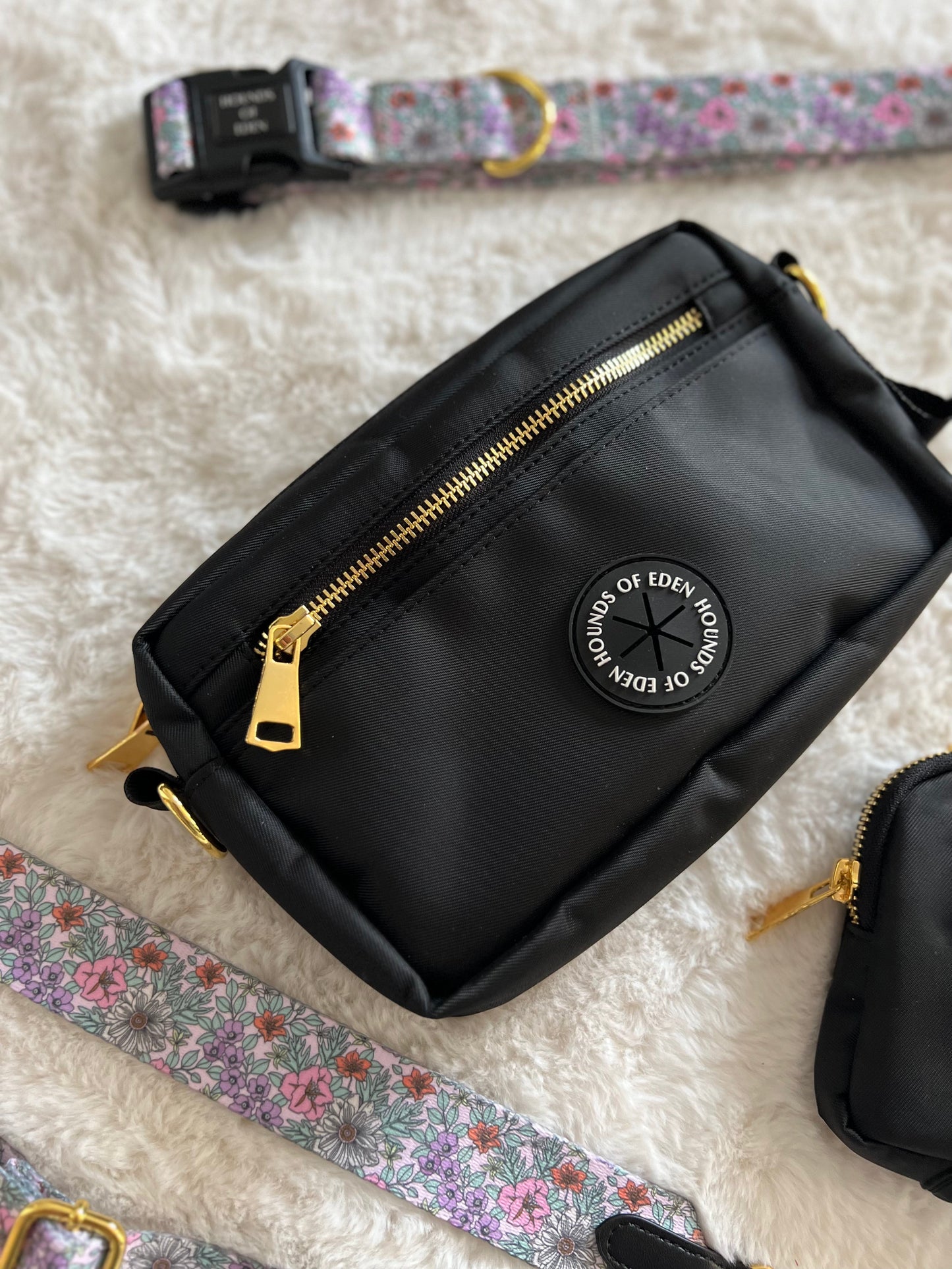 Dog Walking Bag - Black - Gold Hardware *BAG ONLY*