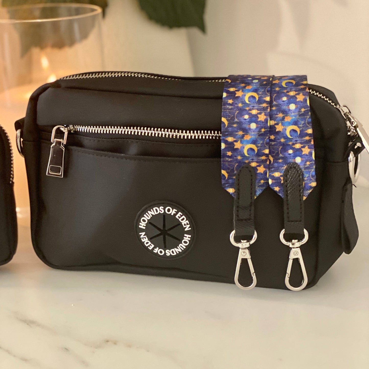 Dog Walking Bag - Black - Silver Hardware *BAG ONLY*