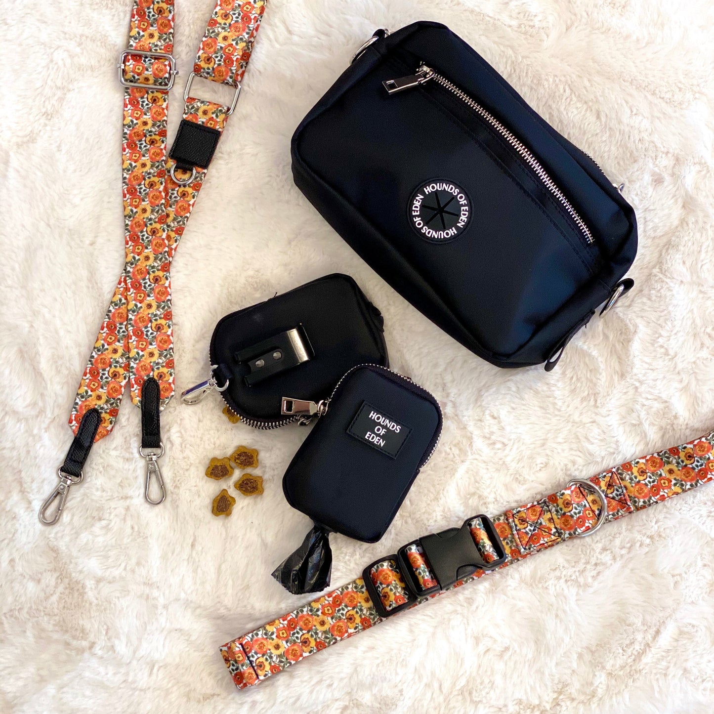 Dog Walking Bag - Black - Silver Hardware *BAG ONLY*