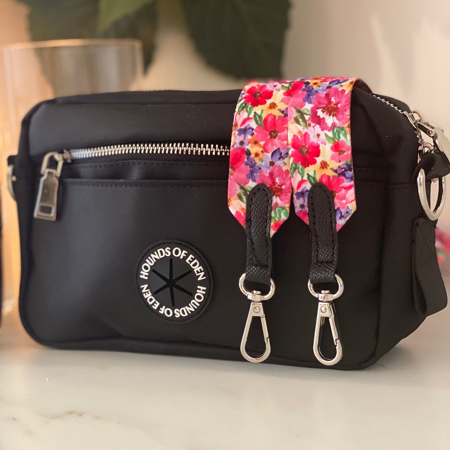 Dog Walking Bag - Black - Silver Hardware *BAG ONLY*