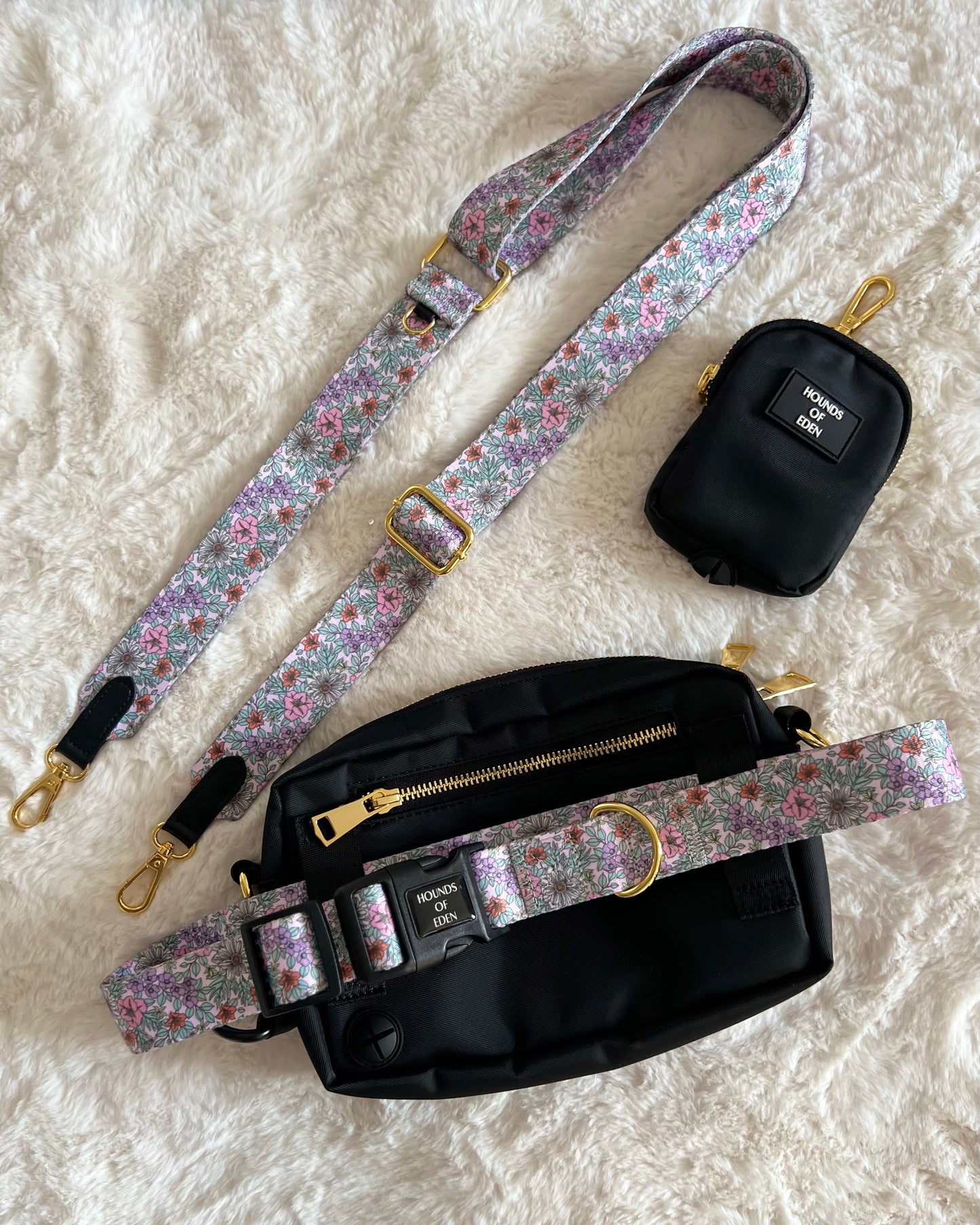 Dog Walking Bag - Black - Gold Hardware *BAG ONLY*