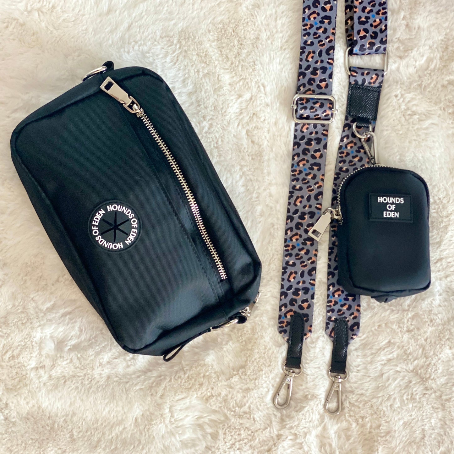 Dog Walking Bag - Black - Silver Hardware *BAG ONLY*