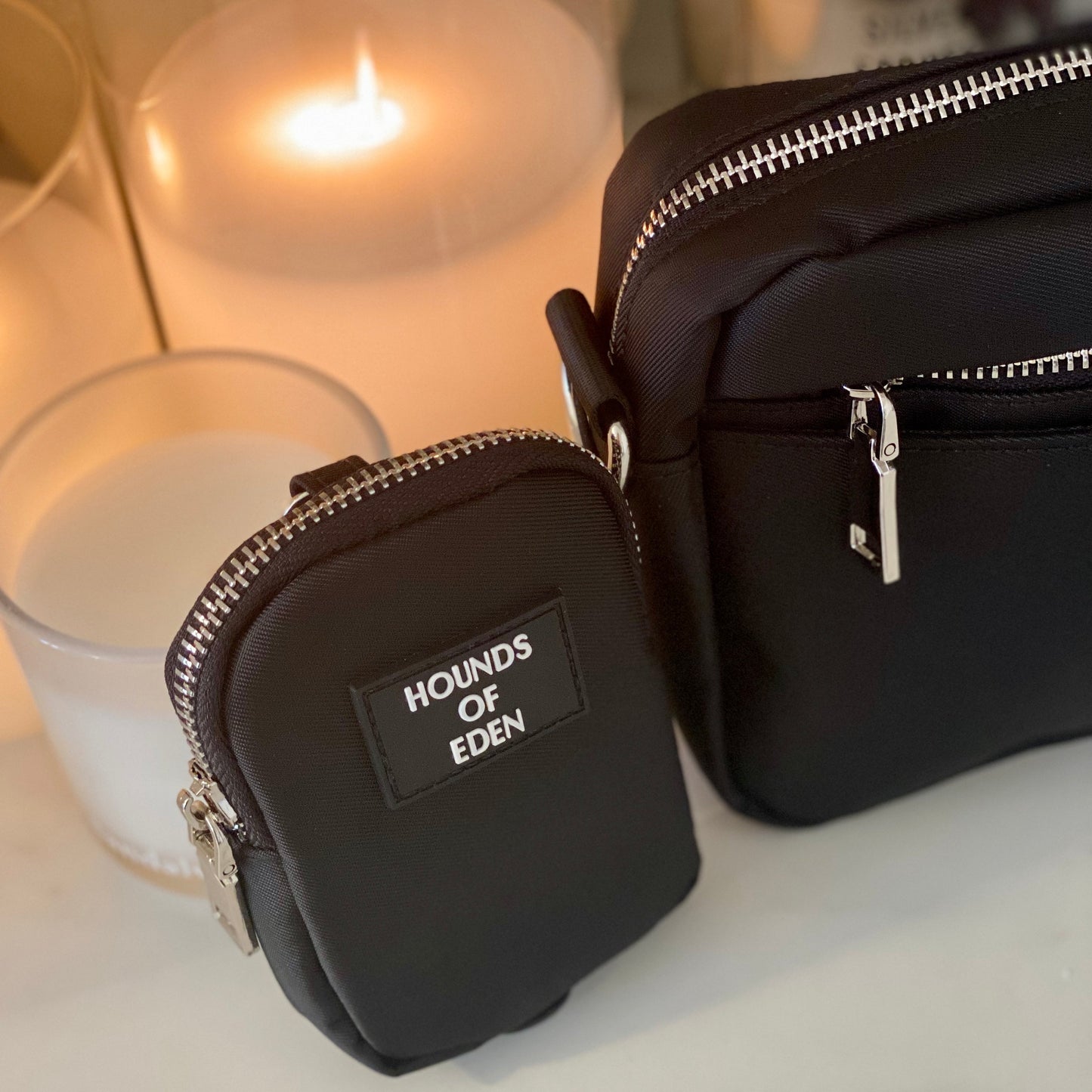 Dog Walking Bag - Black - Silver Hardware *BAG ONLY*