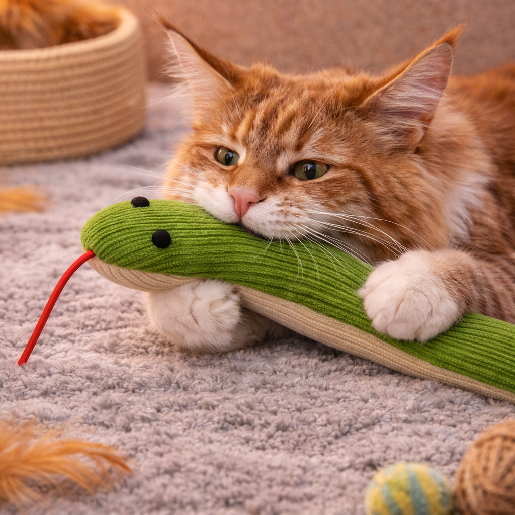 Cat Toy Snake Interactive Crinkle Kick Toy for Indoor Cats – 16.5 Inches - 42 cm