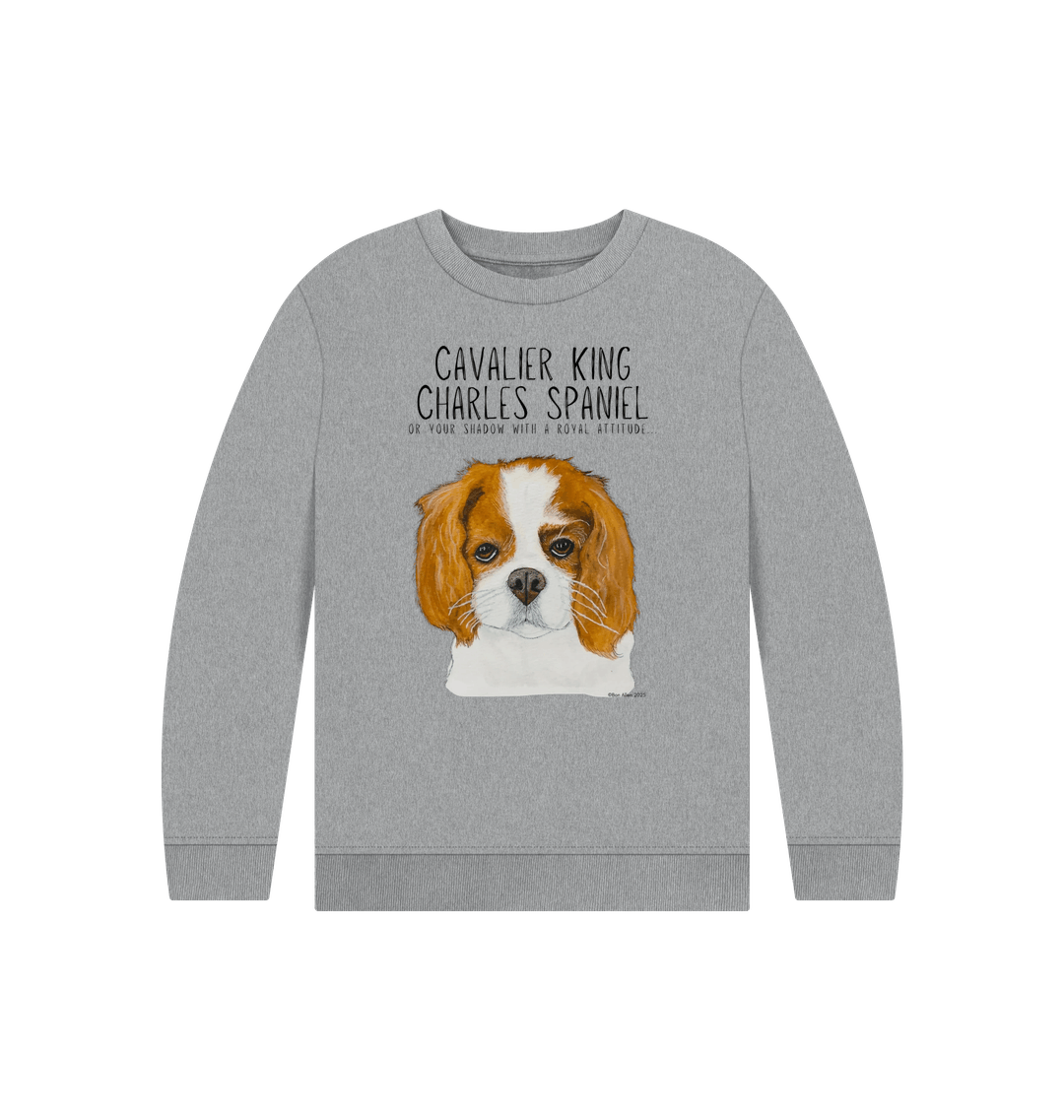 Royal Shadows & Snack Time: Eco Kids Sweatshirt with Cavalier Charm