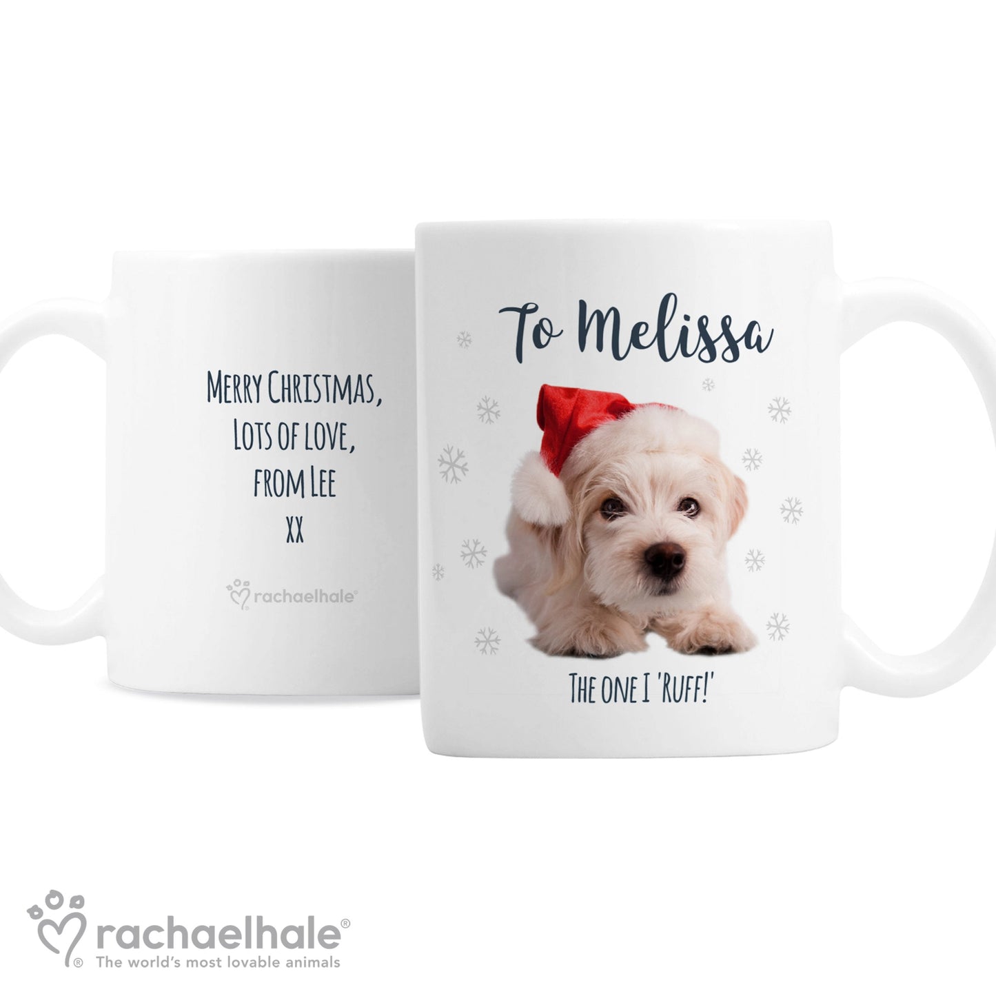 Personalised Rachael Hale Christmas Terrier Dog Mug