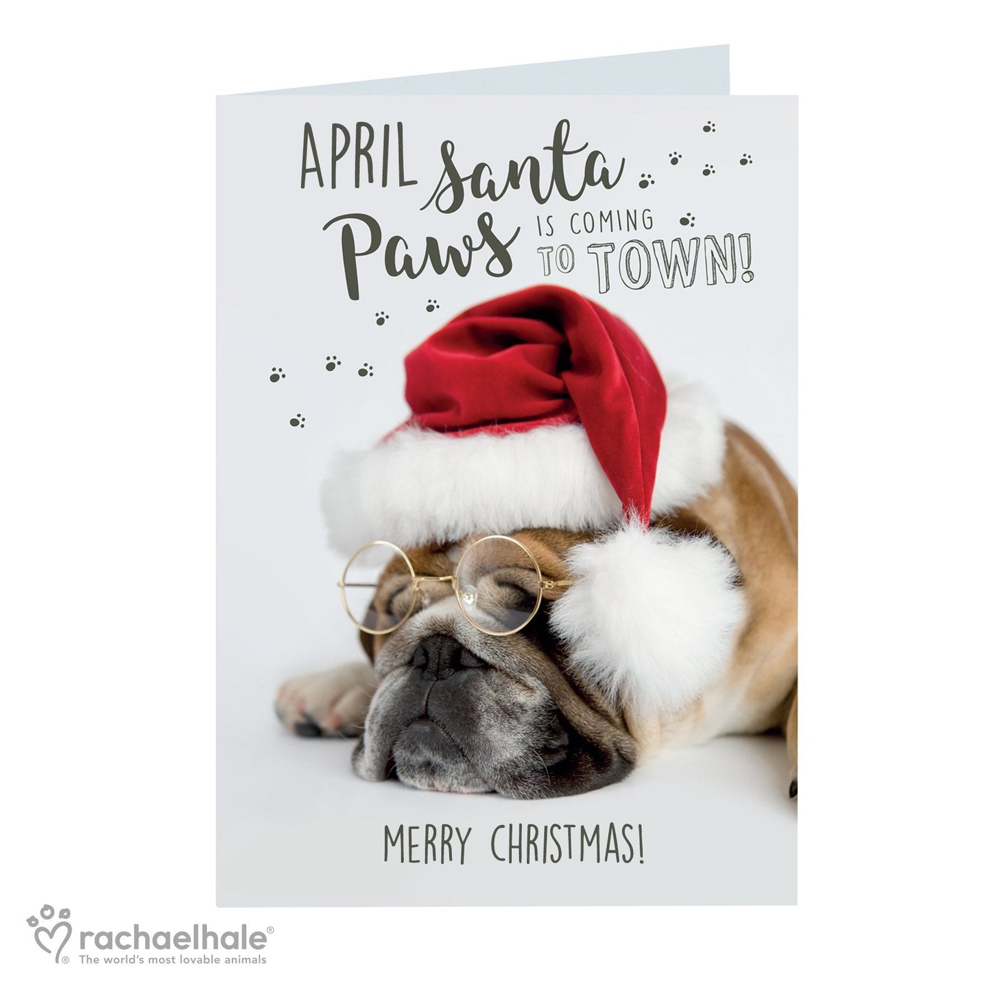 Personalised Rachael Hale Santa Paws Christmas Bulldog Card