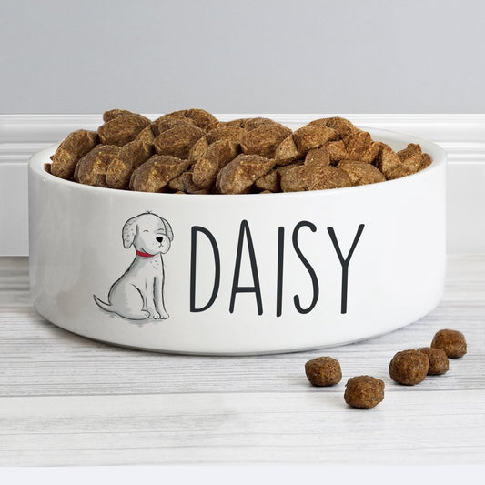 Personalised Scribble Dog 14Cm Medium Pet Bowl
