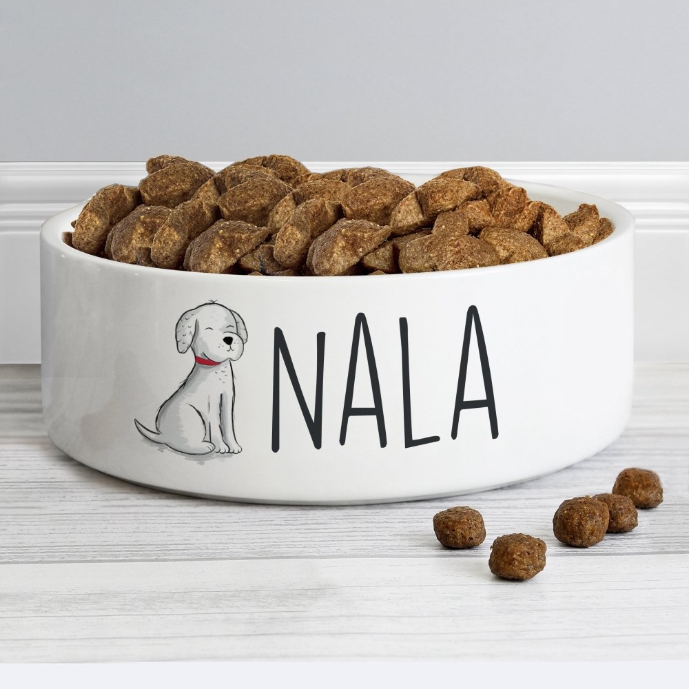 Personalised Scribble Dog 14Cm Medium Pet Bowl