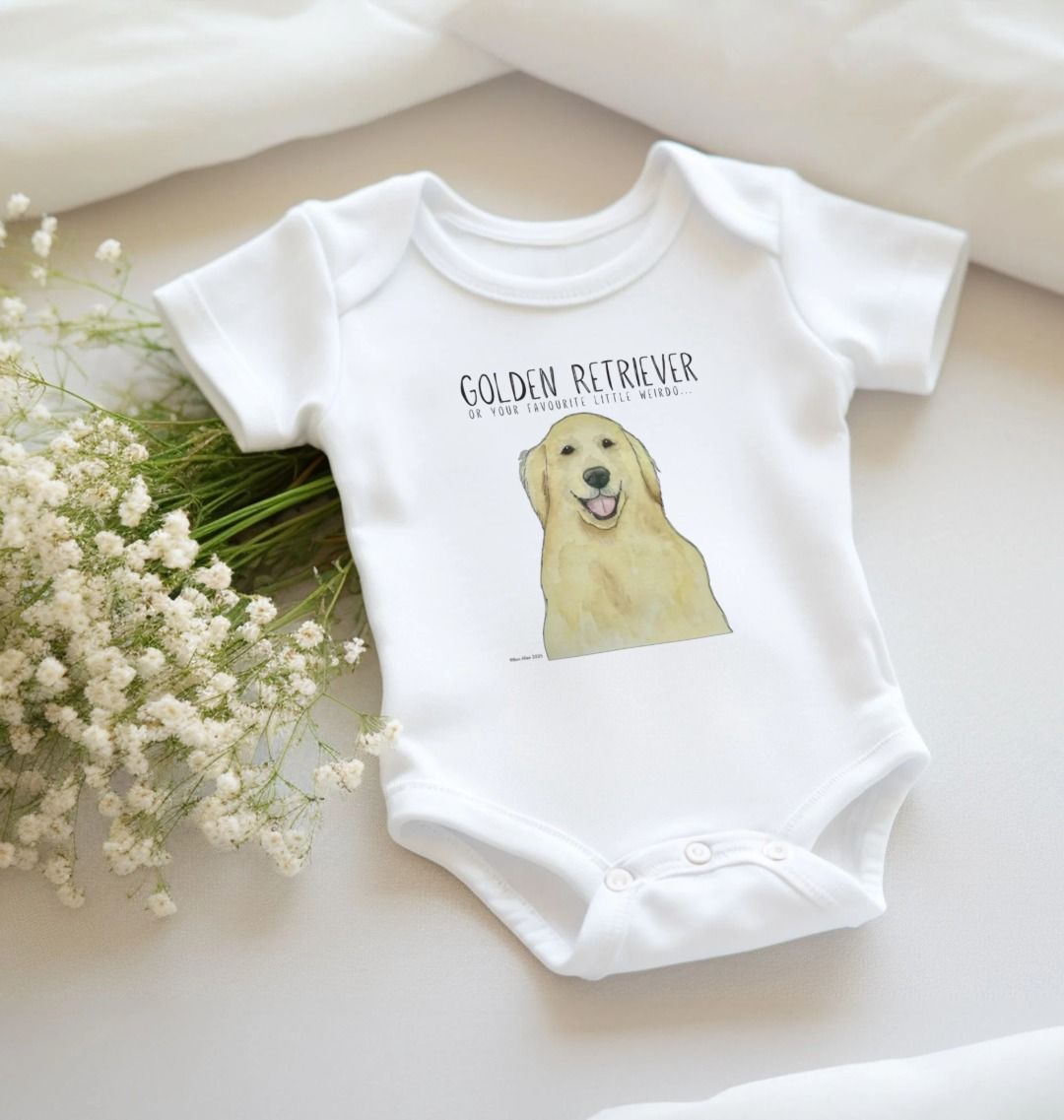 Golden Retriever Baby Bodysuit: For Your Little Weirdo with Big Puppy Energy!