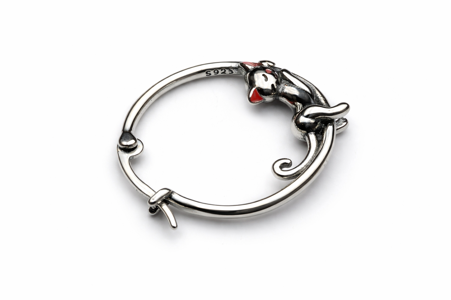 Sterling Silver Cat Hoop Earrings