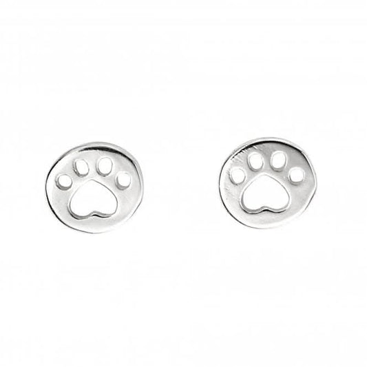 Sterling Silver Paw Print Stud Earrings A2063