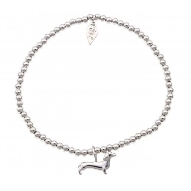 Sterling Silver Rhodium Plated Sausage Dog Beaded Bracelet ERLB033