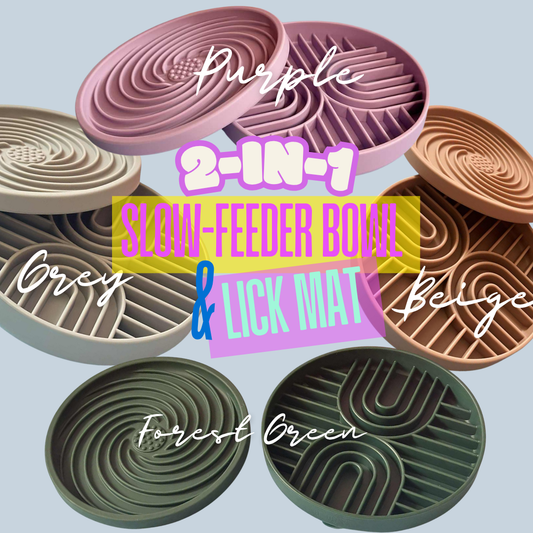 Slow & Steady - 2-in-1 Slow Feeder Bowl & Lick Mat | Calmer Mealtimes | Tail Tips UK
