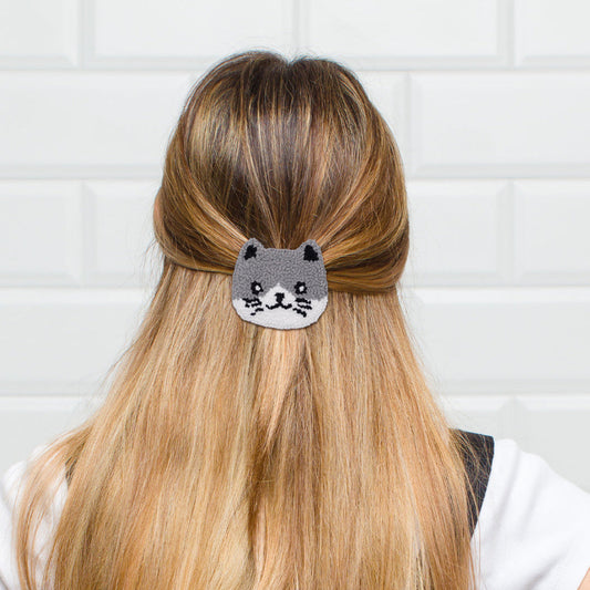 Cat Punch Needle Hair Clip
